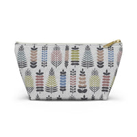 Stamped Leaves Accessory Pouch w T-bottom in Black